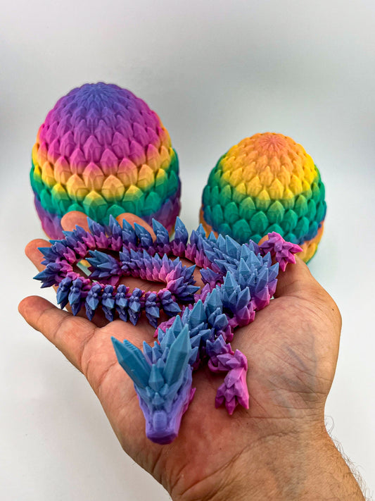 Crystal Dragon with Egg – Articulated, Flexible Fantasy Dragon And Egg Combo – ADHD Autism Sensory Toy for Focus & Stress Relief