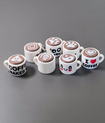 Caffeine Clicker - Coffee Mug Fidget, ADHD Autism Sensory Toy for Focus & Stress Relief  Keychain or Regular  3D Printed Tactile Popper