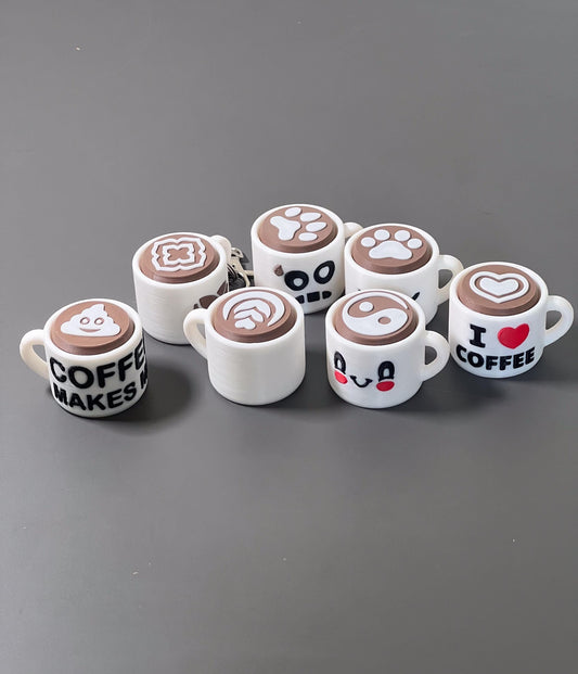 Caffeine Clicker - Coffee Mug Fidget, ADHD Autism Sensory Toy for Focus & Stress Relief  Keychain or Regular  3D Printed Tactile Popper
