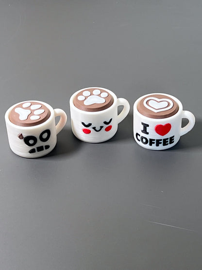 Caffeine Clicker - Coffee Mug Fidget, ADHD Autism Sensory Toy for Focus & Stress Relief  Keychain or Regular  3D Printed Tactile Popper