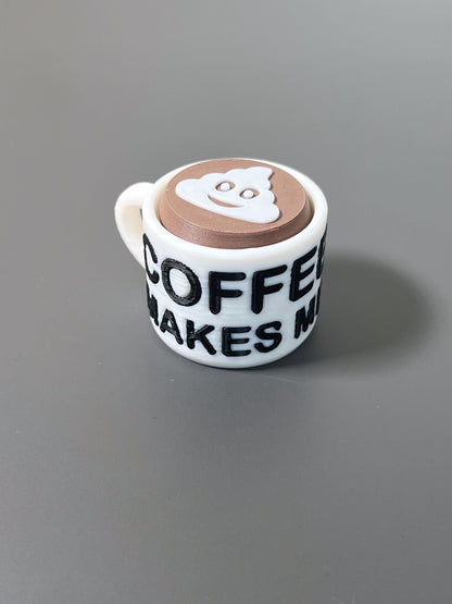 Caffeine Clicker - Coffee Mug Fidget, ADHD Autism Sensory Toy for Focus & Stress Relief  Keychain or Regular  3D Printed Tactile Popper