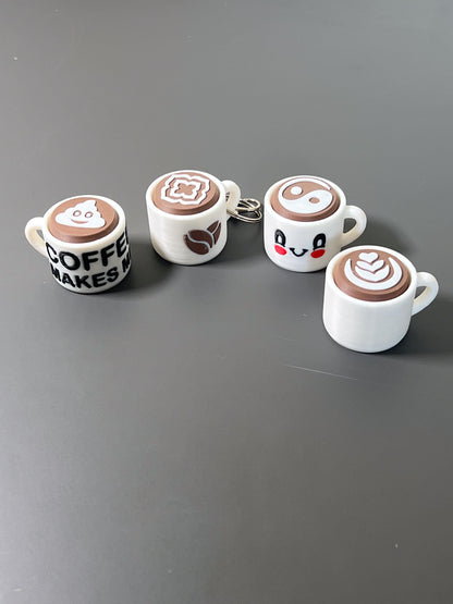 Caffeine Clicker - Coffee Mug Fidget, ADHD Autism Sensory Toy for Focus & Stress Relief  Keychain or Regular  3D Printed Tactile Popper