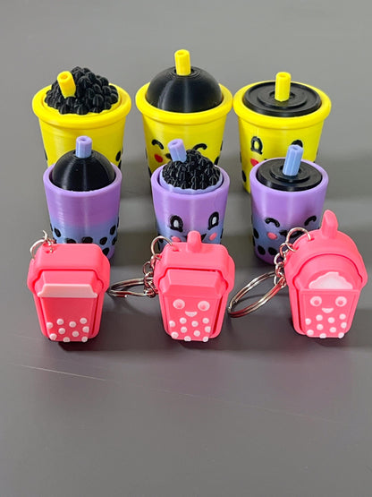Bubble Tea Clicker - Bubble Tea  Fidget, ADHD Autism Sensory Toy for Focus & Stress Relief  Keychain or Regular  3D Printed Tactile Popper