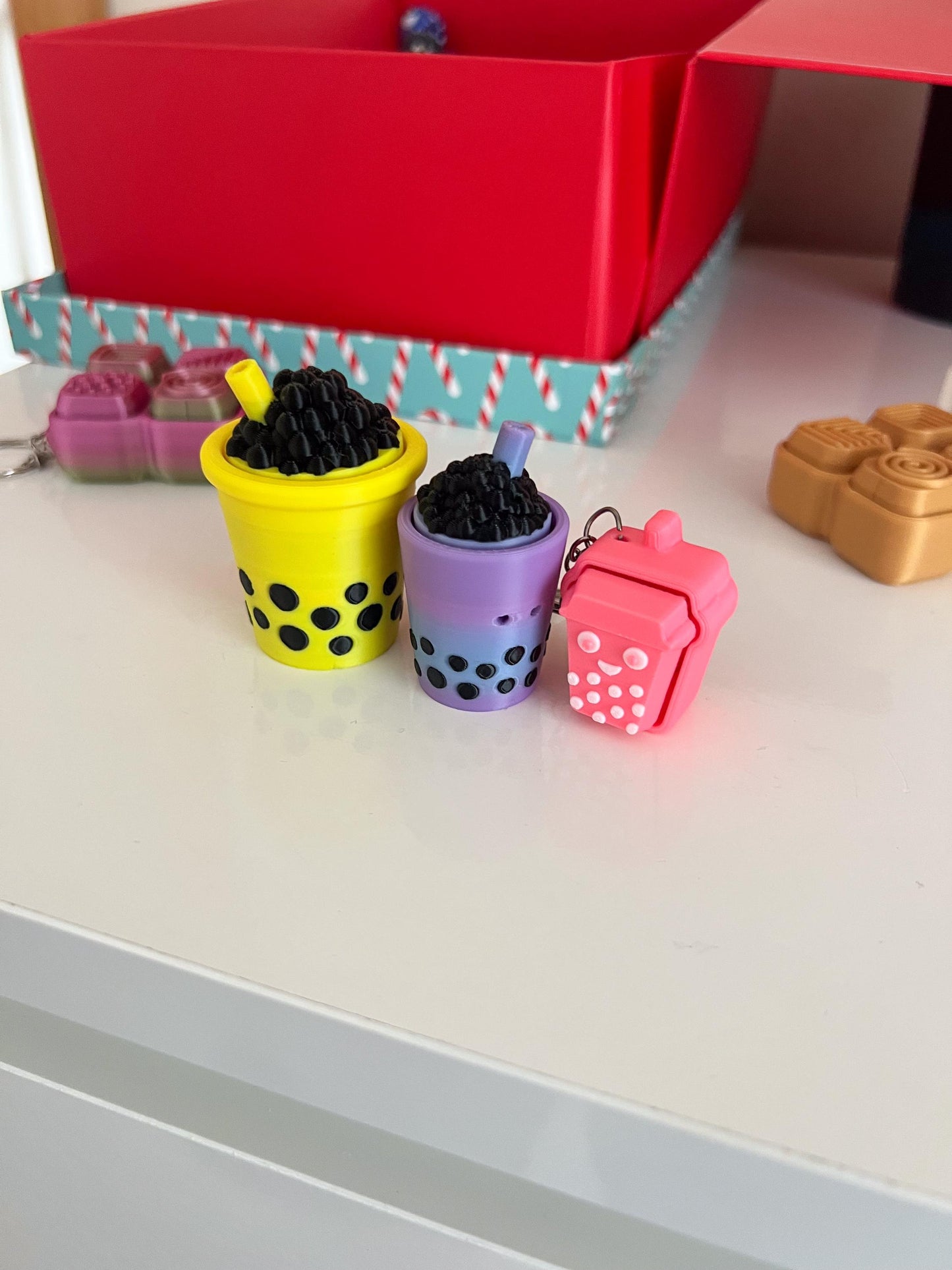 Bubble Tea Clicker - Bubble Tea  Fidget, ADHD Autism Sensory Toy for Focus & Stress Relief  Keychain or Regular  3D Printed Tactile Popper